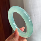 冰种晴底翡翠胖圆条手镯（55mm）（yc190546）