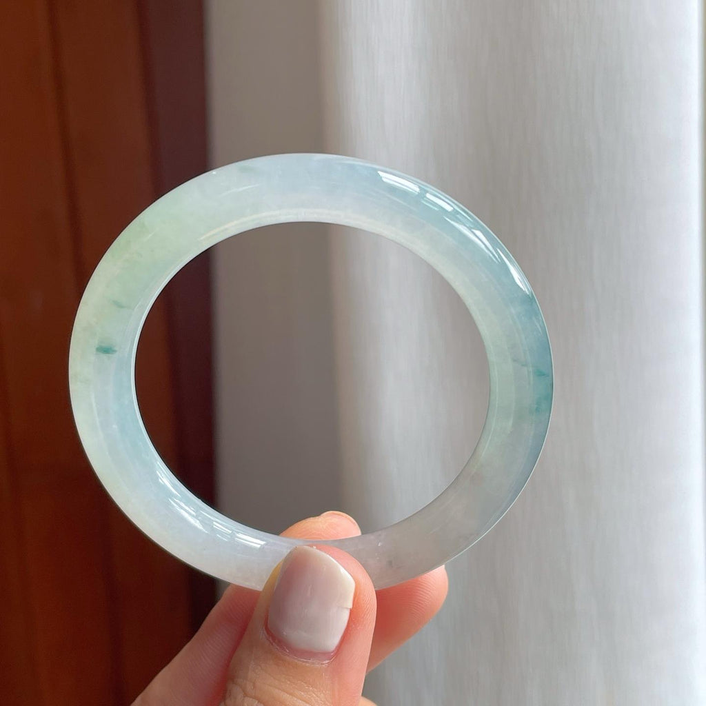 冰种飘花翡翠圆条手镯（50.5mm）（yc254044）