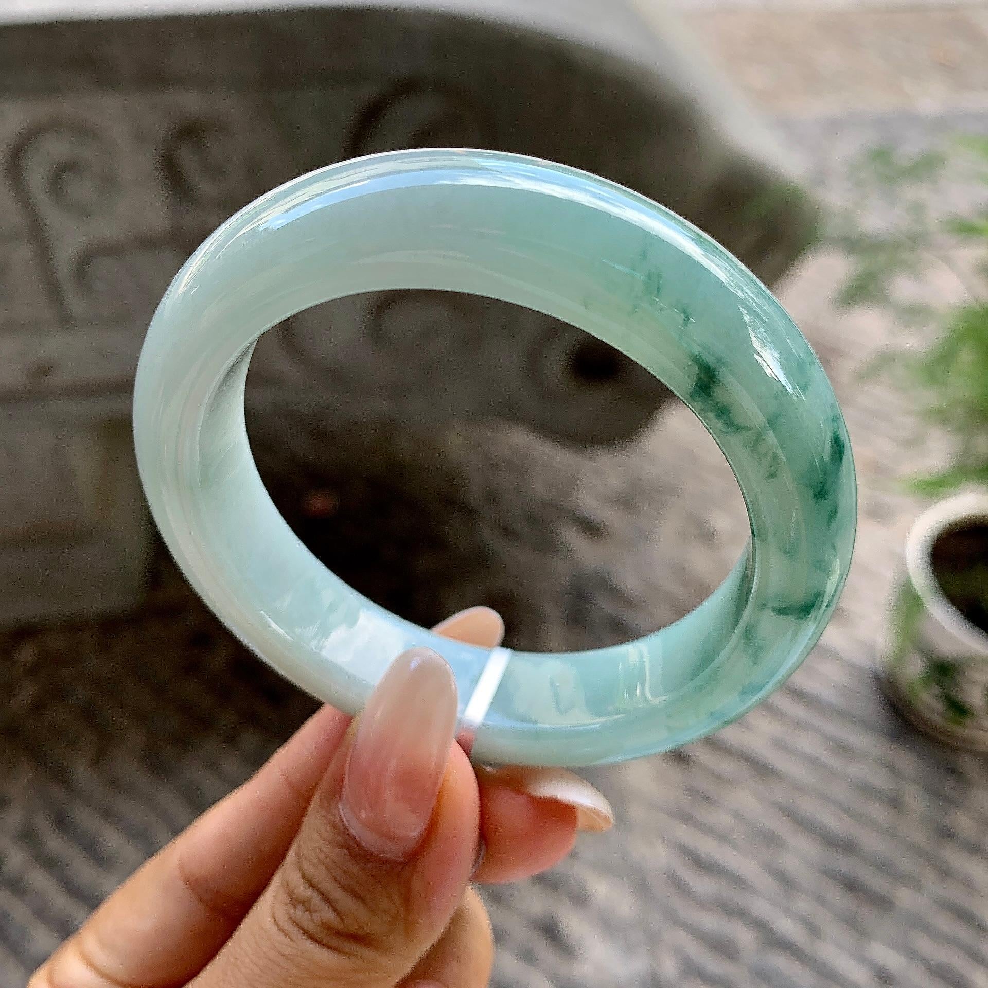 细糯种飘花平安镯（55mm）（yc202356）