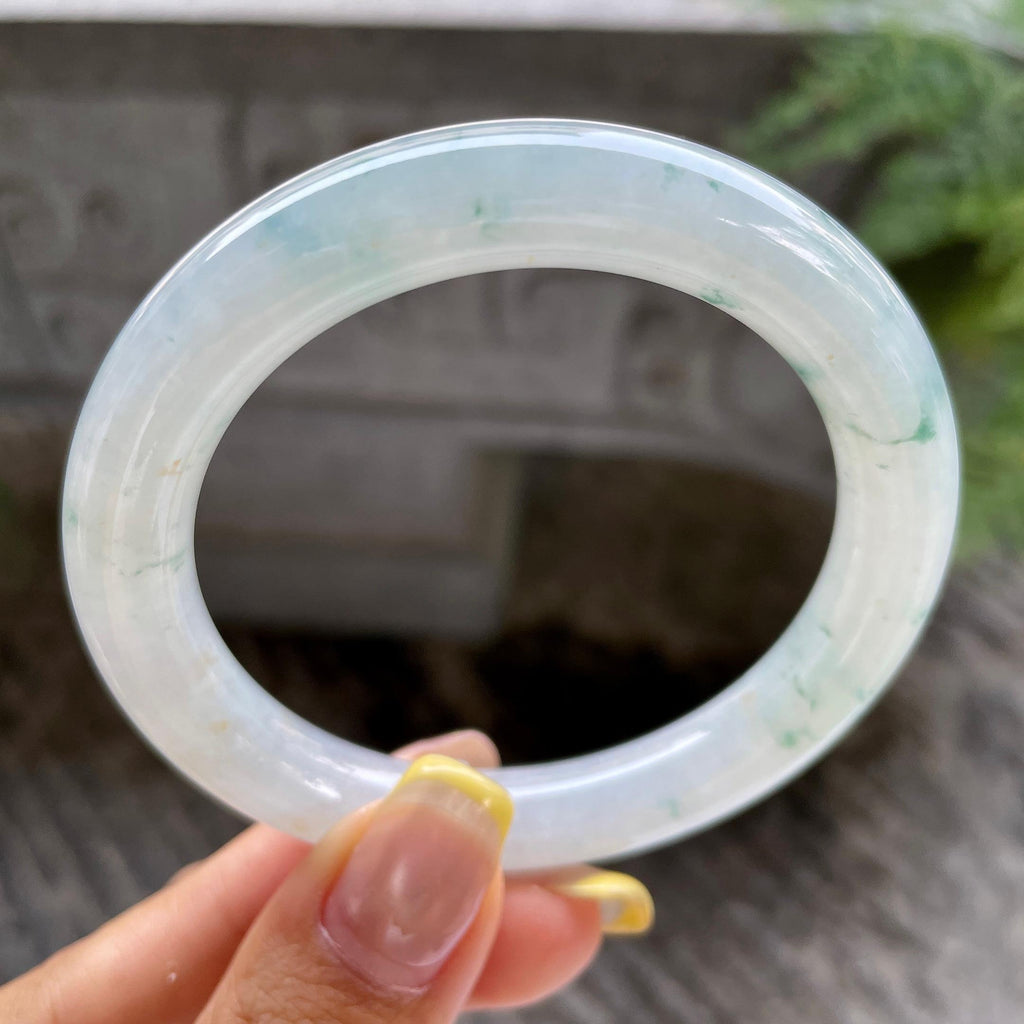 细糯种飘花圆条手镯55.3圈            天然缅甸A货翡翠（yc389247）