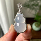 18K金钻镶糯冰种无色葫芦吊坠（yc261149）