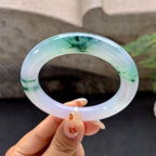 糯冰种飘绿圆条手镯（52.2mm）（yc257210）