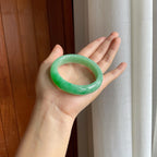 糯冰果绿翡翠平安镯（55mm)（yc397571）