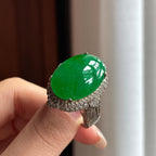 Mặt Trứng Băng Chủng Mãn Lục Đồng Đáy - Ngọc Phỉ Thúy Thiên Nhiên Miến Điện Loại A (yc450165)