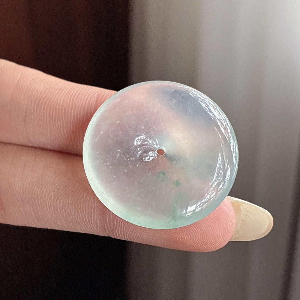 冰种飘花平安扣挂件 天然缅甸A货翡翠（yc497479）