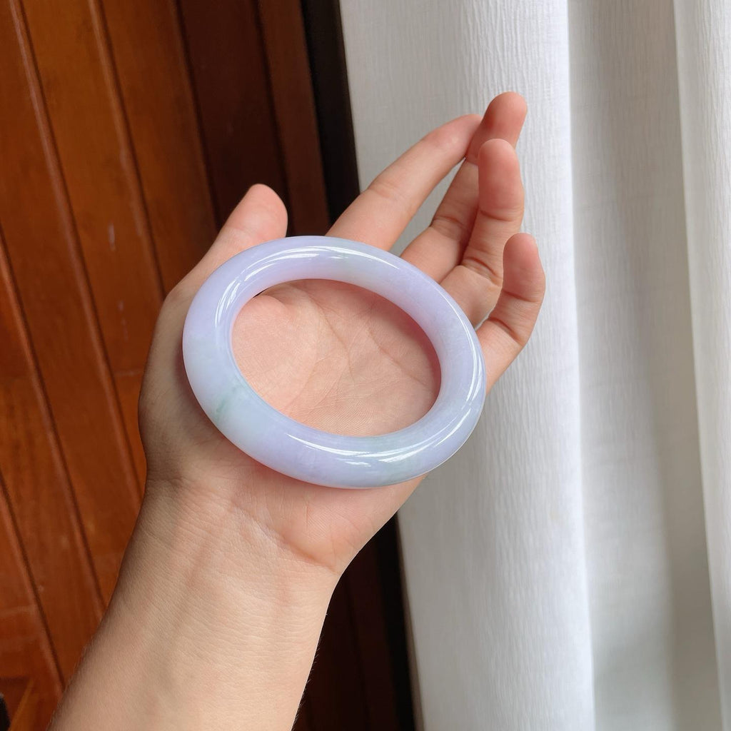 糯冰紫罗兰飘花翡翠圆条手镯（58mm）（yc221932）