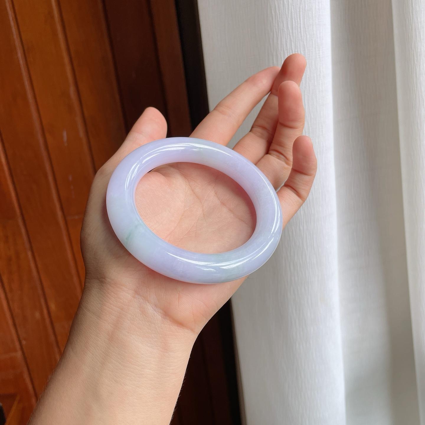 糯冰紫罗兰飘花翡翠圆条手镯（58mm）（yc221932）