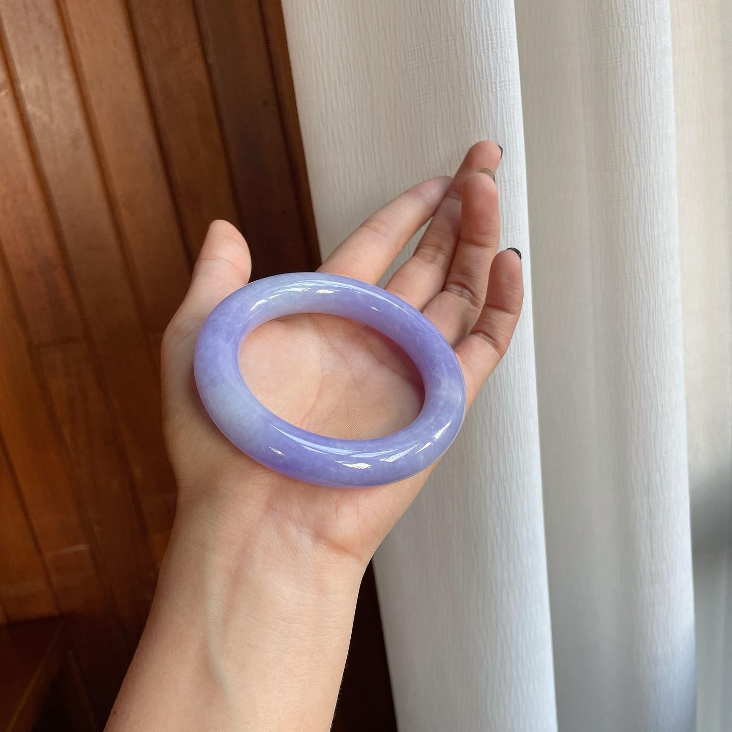 糯冰紫罗兰翡翠圆条手镯（55.5mm）（yc278686）