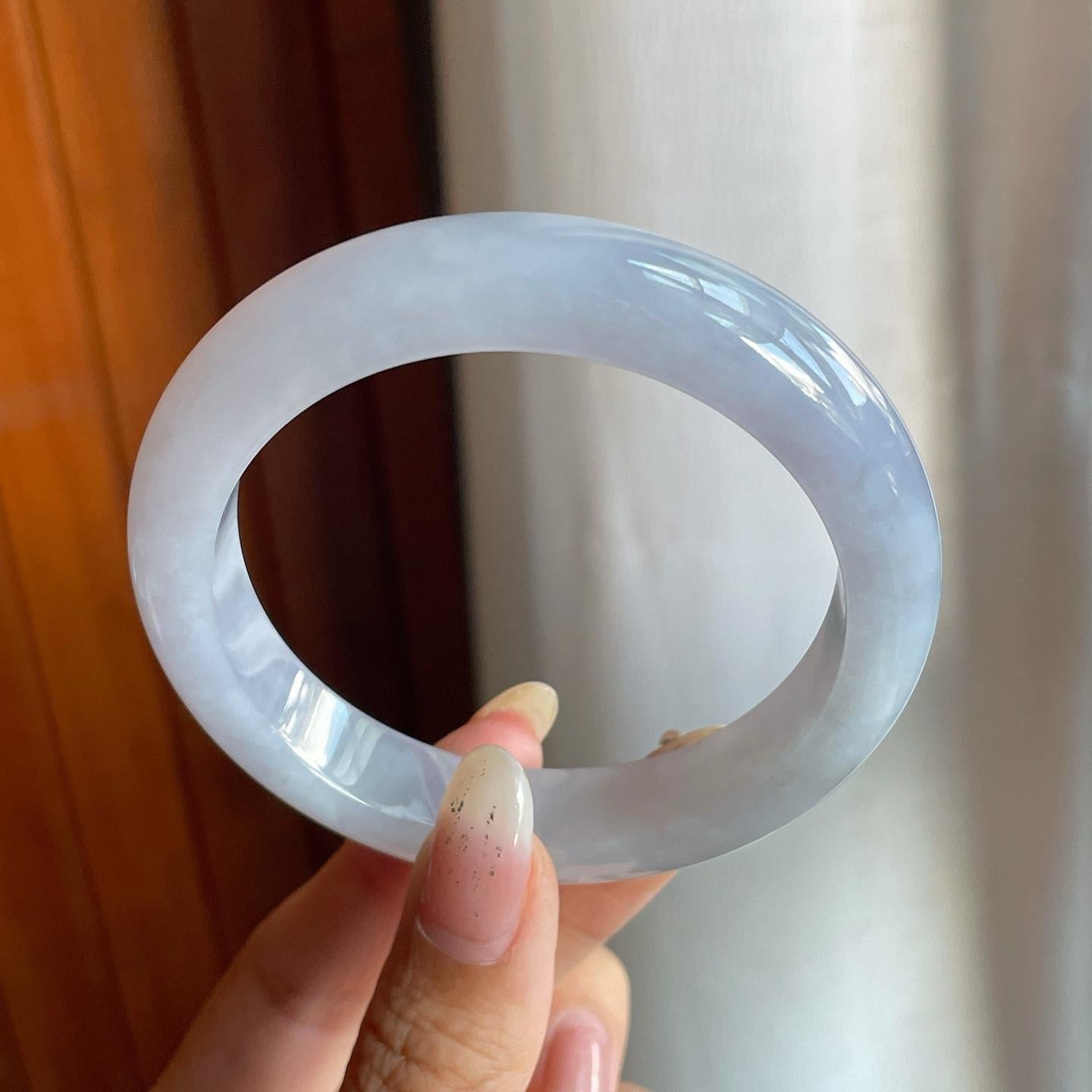 糯冰种紫罗兰翡翠平安镯（56mm）（yc220798）