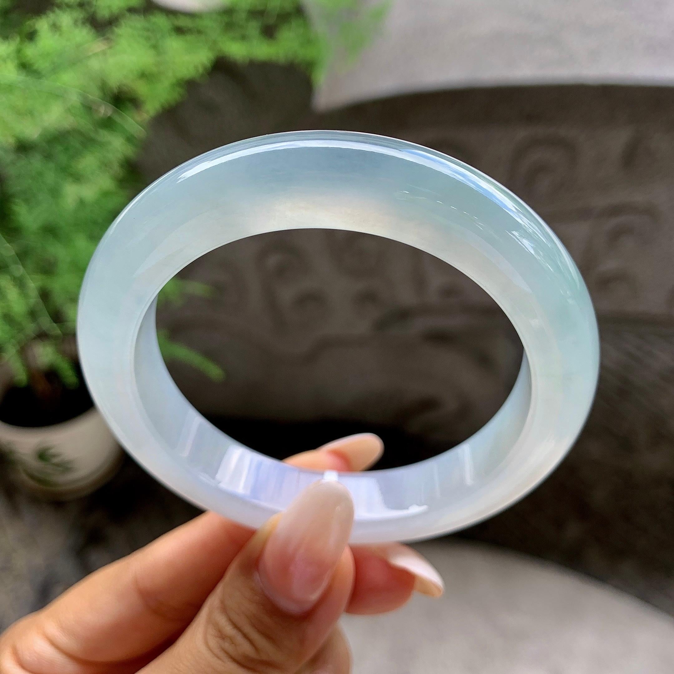 糯冰种淡晴底平安镯（56.6mm）（yc203688）