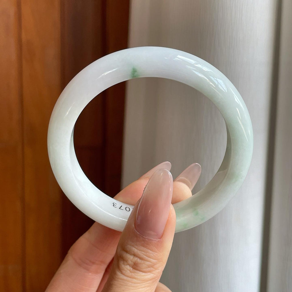 细糯冰白底飘花翡翠平安镯（55.5mm）（yc283261）