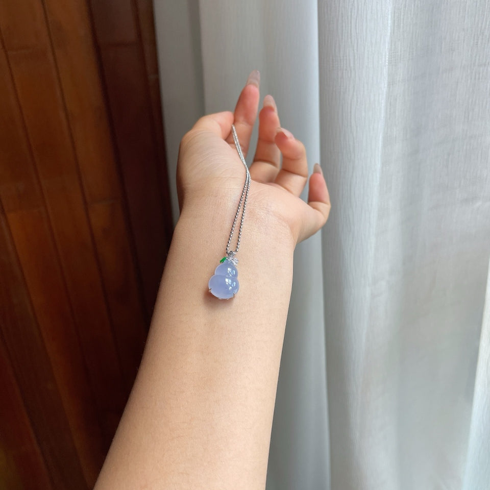 18k金钻镶冰种紫罗兰翡翠葫芦挂件（yc174958）