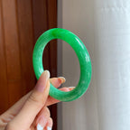 糯冰满绿翡翠圆条手镯（54mm)（yc436480）