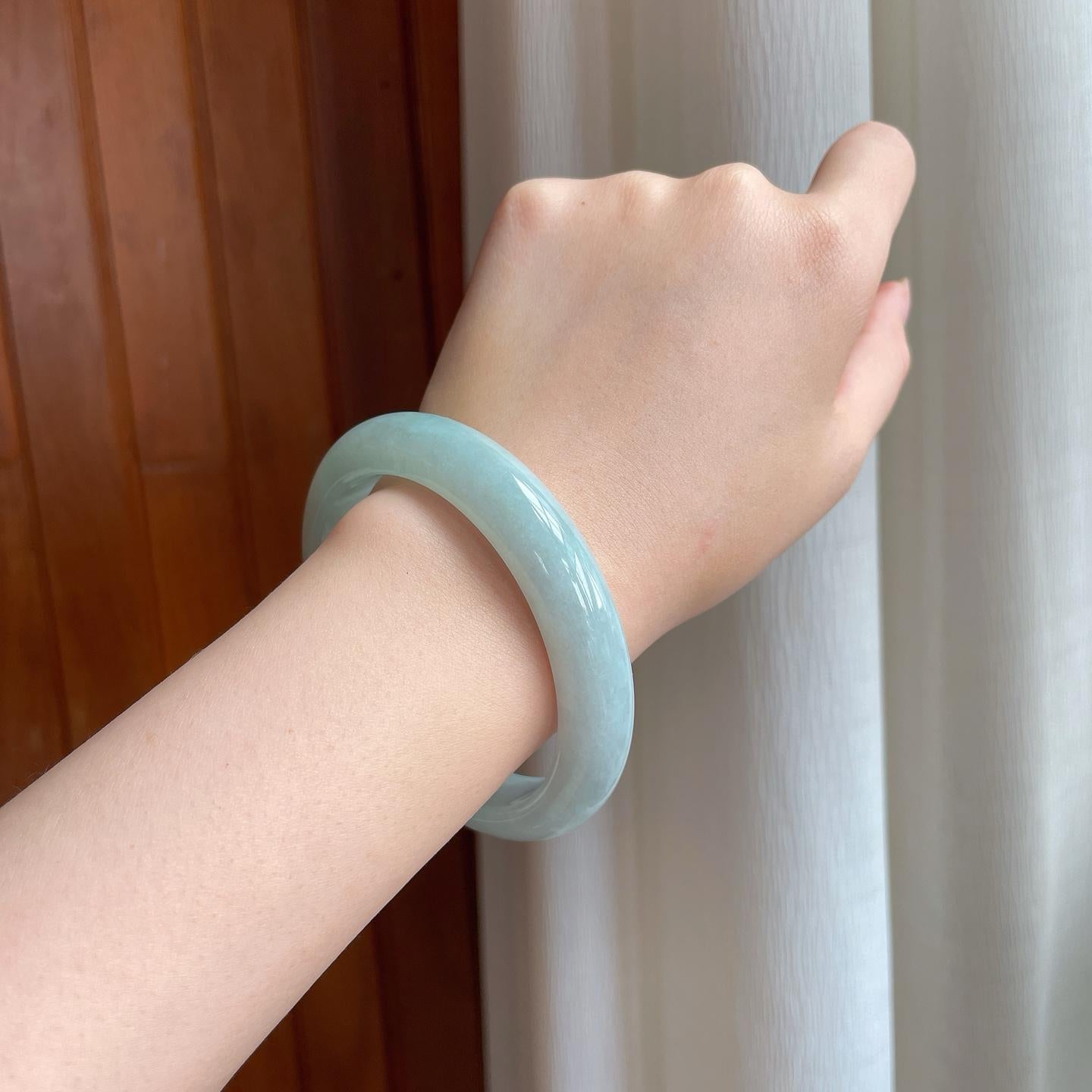 糯冰飘花翡翠平安镯（60mm)（yc350504）