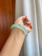 冰种飘花翡翠平安镯（54.8mm）（yc268248）