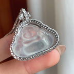 18k金镶冰种无色翡翠佛公（yc239363）