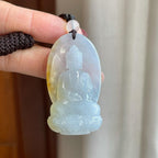 糯冰带黄翡翡翠阿弥陀佛（yc301442）