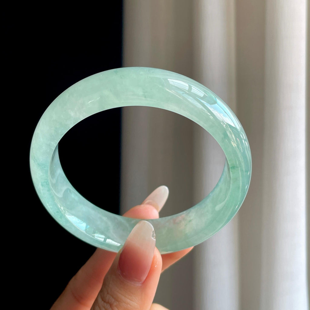 冰种飘花宽版翡翠手镯（59.5mm）（yc303079）