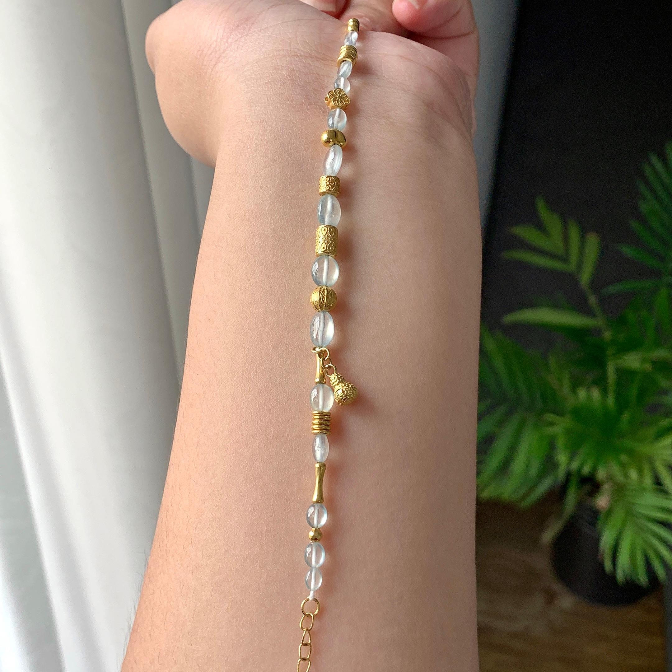 18K金钻镶冰种无色随型珠子手链（yc225055）