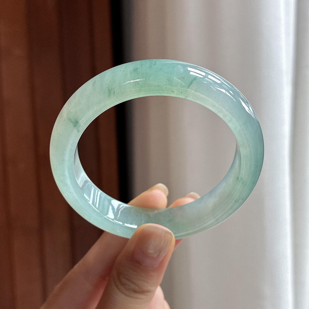 冰种飘花正圈平安镯 55圈 天然缅甸A货翡翠（yc484011）