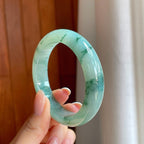 糯冰飘花翡翠平安镯（53.7mm)（yc373461）
