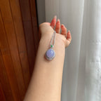 18k金钻镶糯冰种紫罗兰翡翠蛋面吊坠（yc174455）