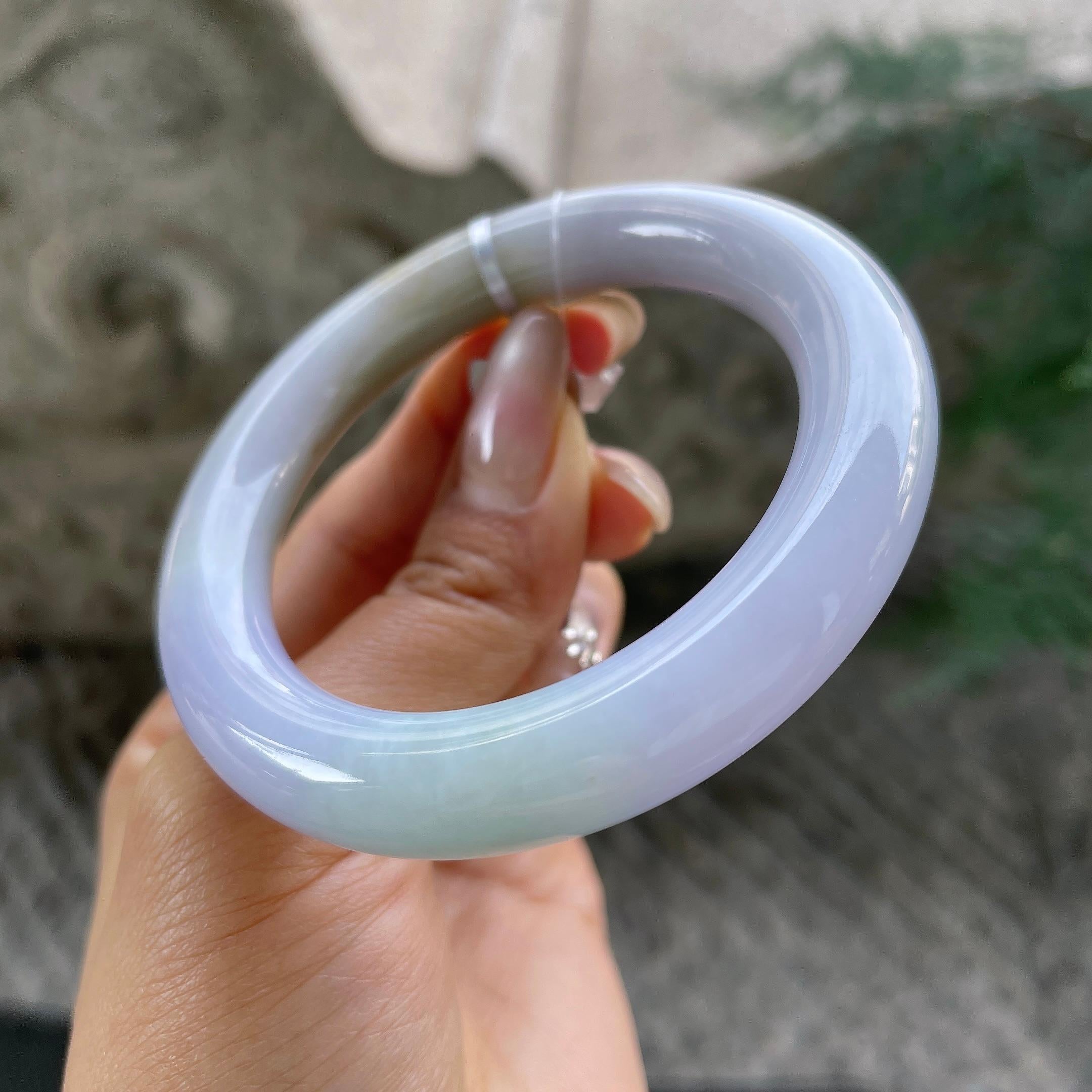 细糯种多彩圆条手镯54圈    天然缅甸A货翡翠（yc351370）