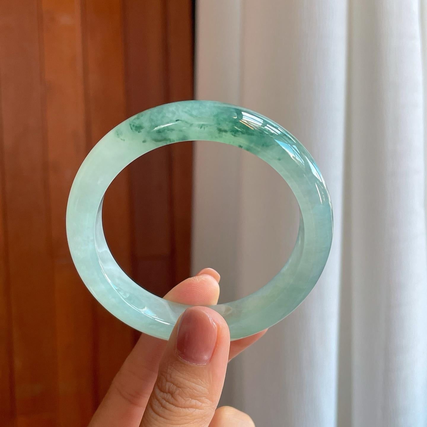 冰种飘花翡翠平安镯（58.2mm）（yc278715）