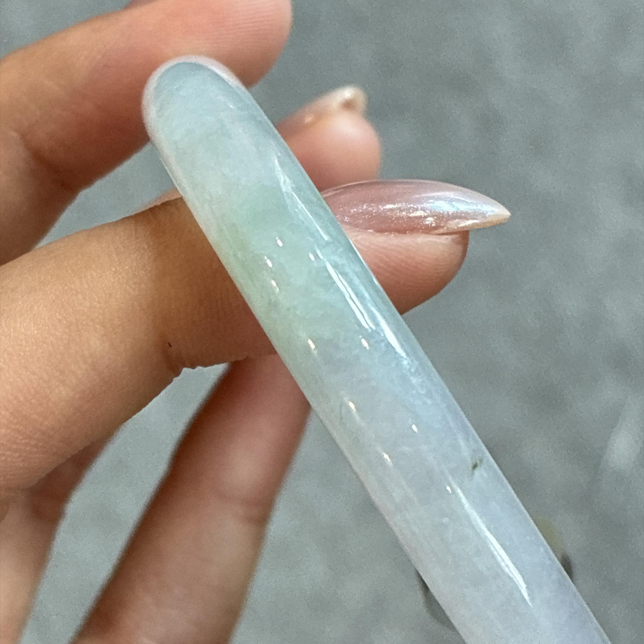 糯冰飘花圆条手镯 50圈 天然缅甸A货翡翠（yc495891）