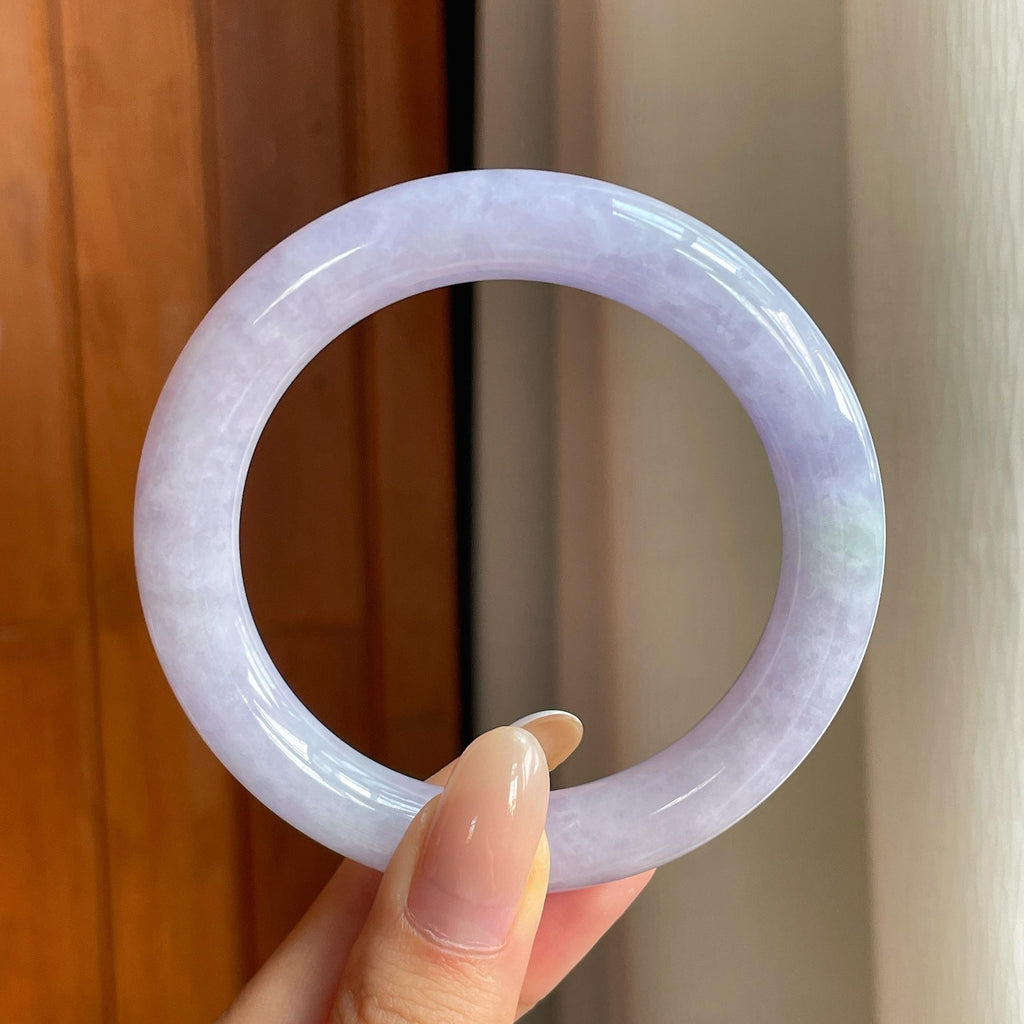 糯冰紫罗兰翡翠圆条手镯（57mm)（yc419676）