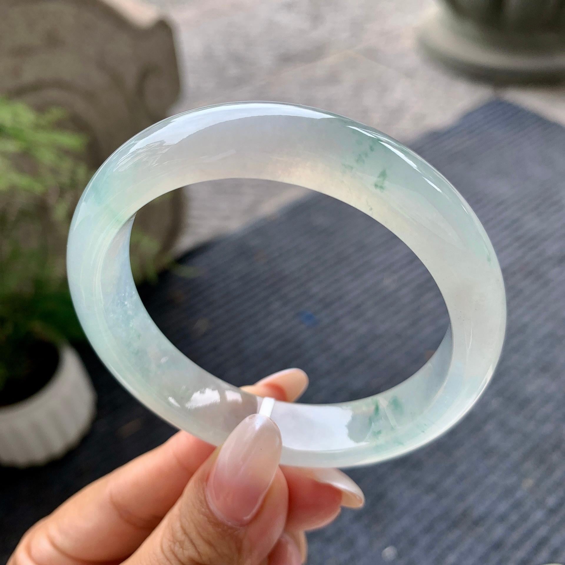 糯冰种飘花平安镯（57.7mm）（yc196497）