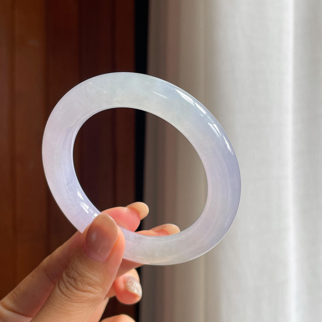 冰种淡春底翡翠圆条手镯（54.5mm）（yc424276）