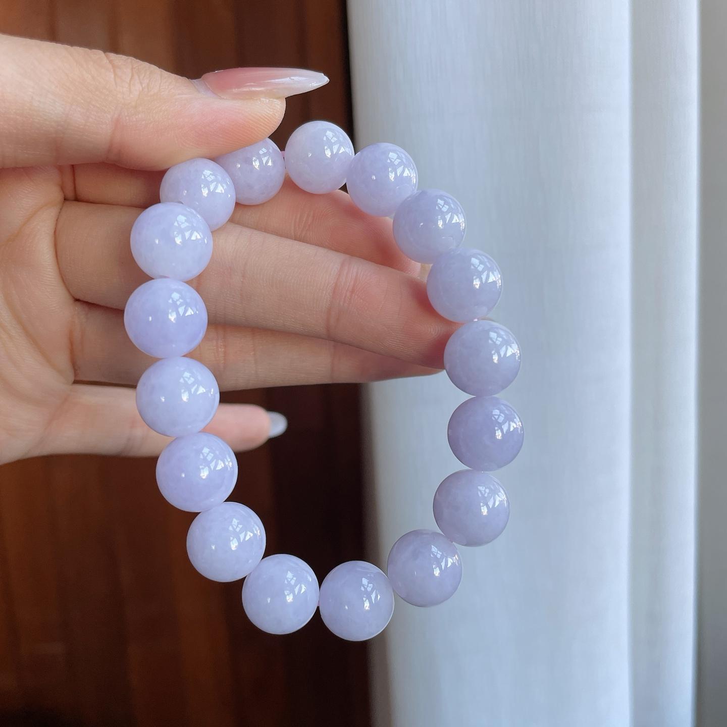 糯冰紫罗兰翡翠珠串手串（yc266476）