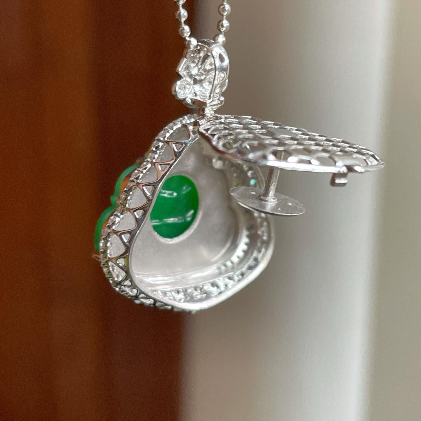 18k金镶糯冰满绿翡翠佛公（yc363630）