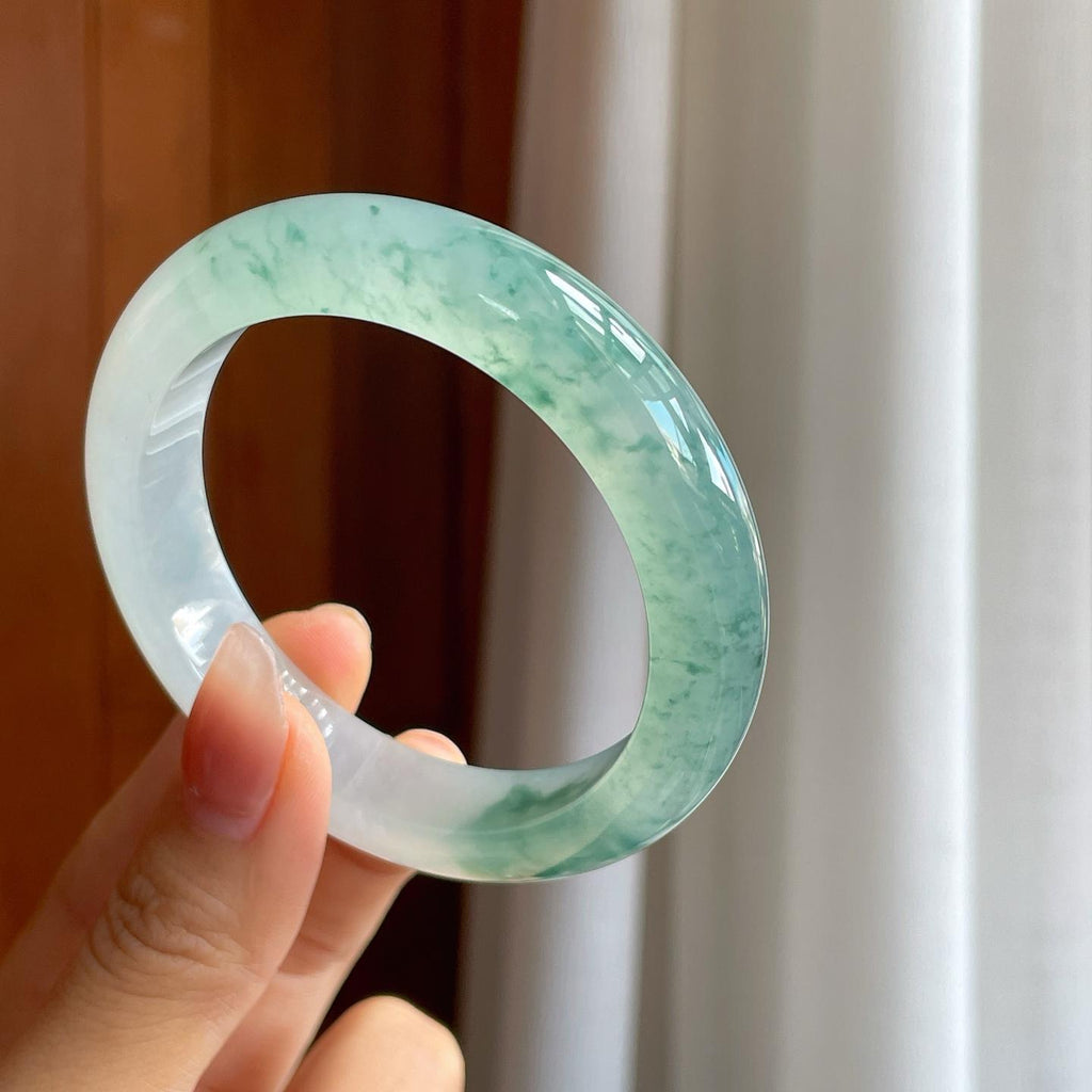 冰种飘花翡翠平安镯（54.6mm）（yc314120）
