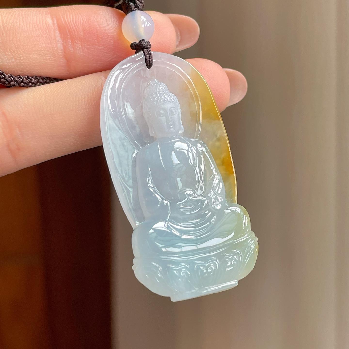 糯冰黄翡翡翠大日如来（yc377226）