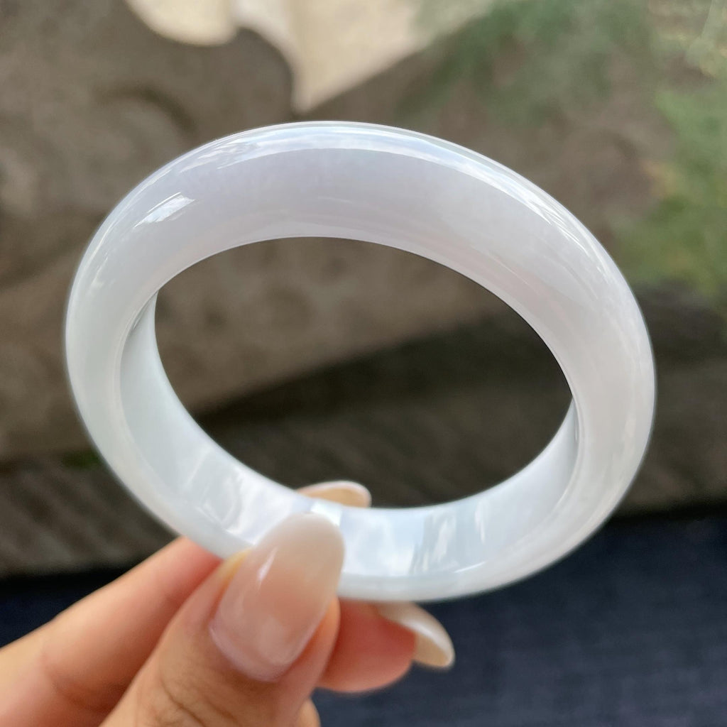小圈口   细糯种带底色正圈平安镯51.9圈     天然缅甸A货翡翠（yc421208）