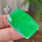 18k金钻镶糯冰种满绿无事牌吊坠   天然缅甸A货翡翠（yc354441）
