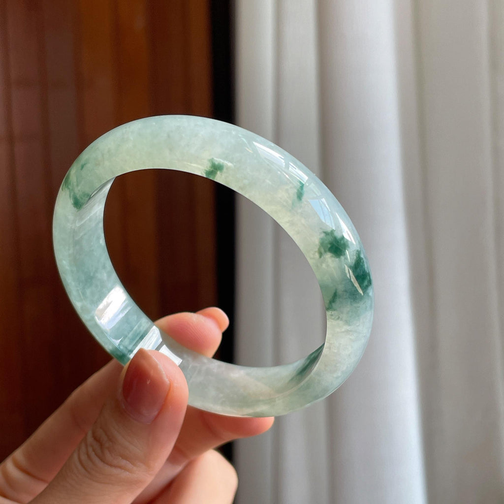 糯冰飘花翡翠平安镯（58.5mm）（yc285958）