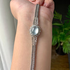 18K金钻镶冰种无色蛋面手链（yc224989）