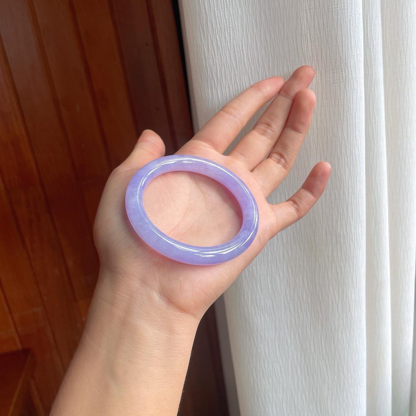 糯冰紫罗兰翡翠圆条手镯（52.6mm）（yc249153）