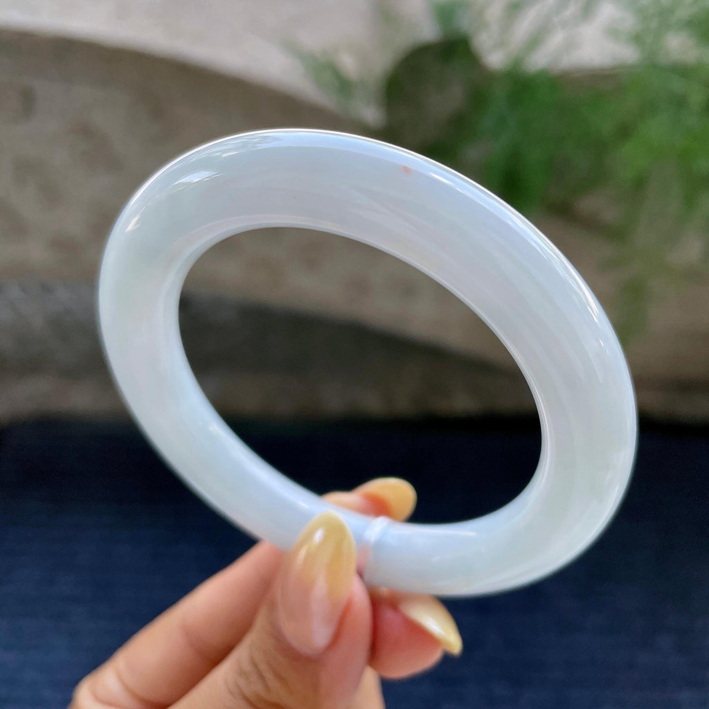 细糯种带底色圆条手镯54.5圈 天然缅甸A货翡翠（yc466816）