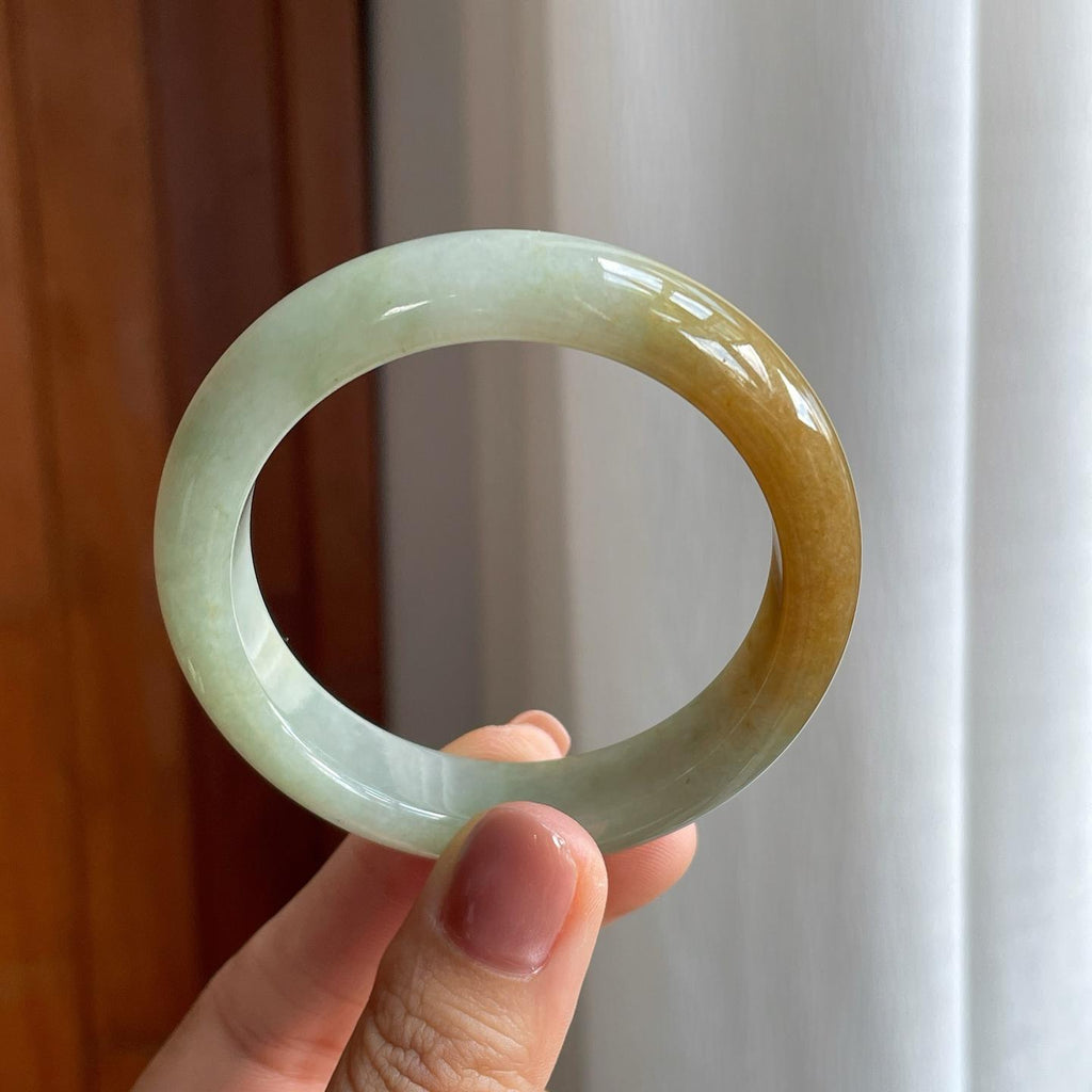 糯冰黄翡翡翠平安镯（51.6mm）（yc277386）