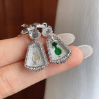 18k金钻镶糯冰带色翡翠如意（yc261417）