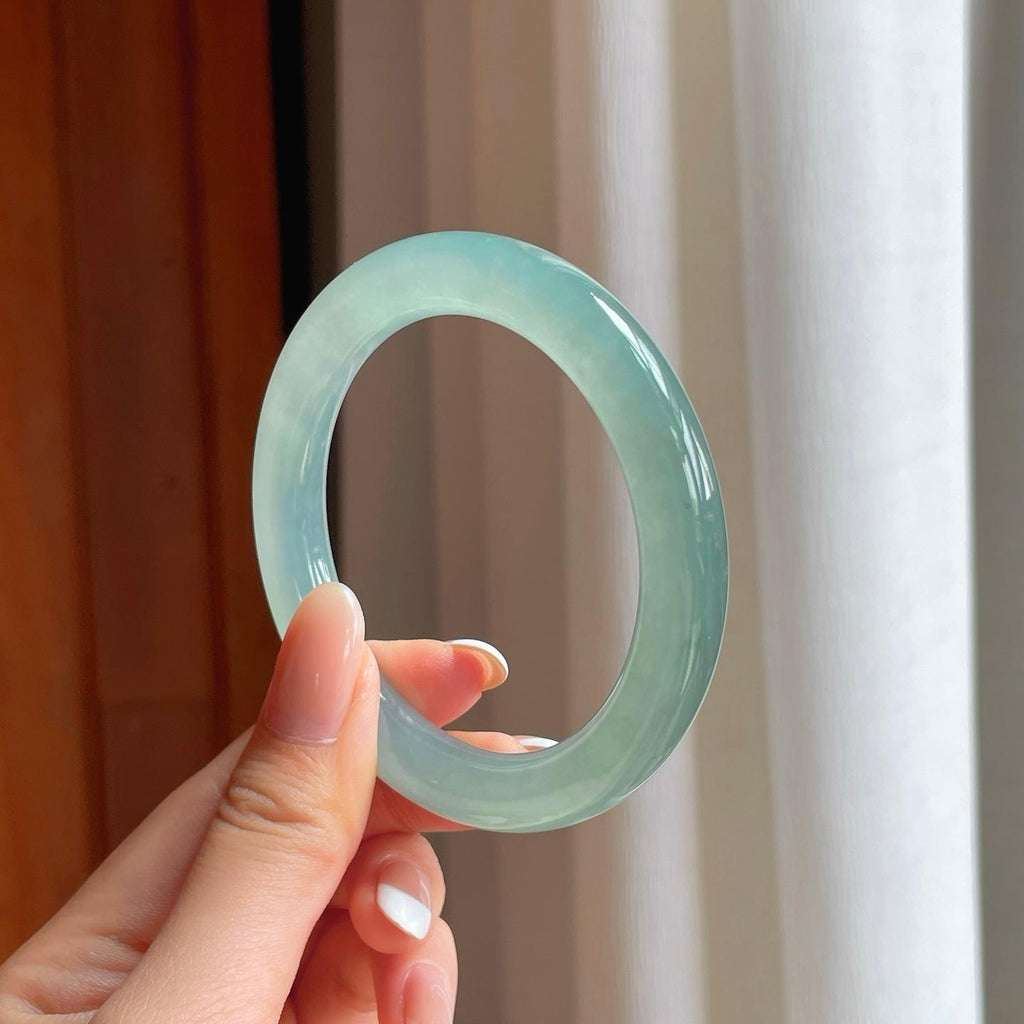 冰种晴底翡翠圆条手镯（54.4mm)（yc388735）