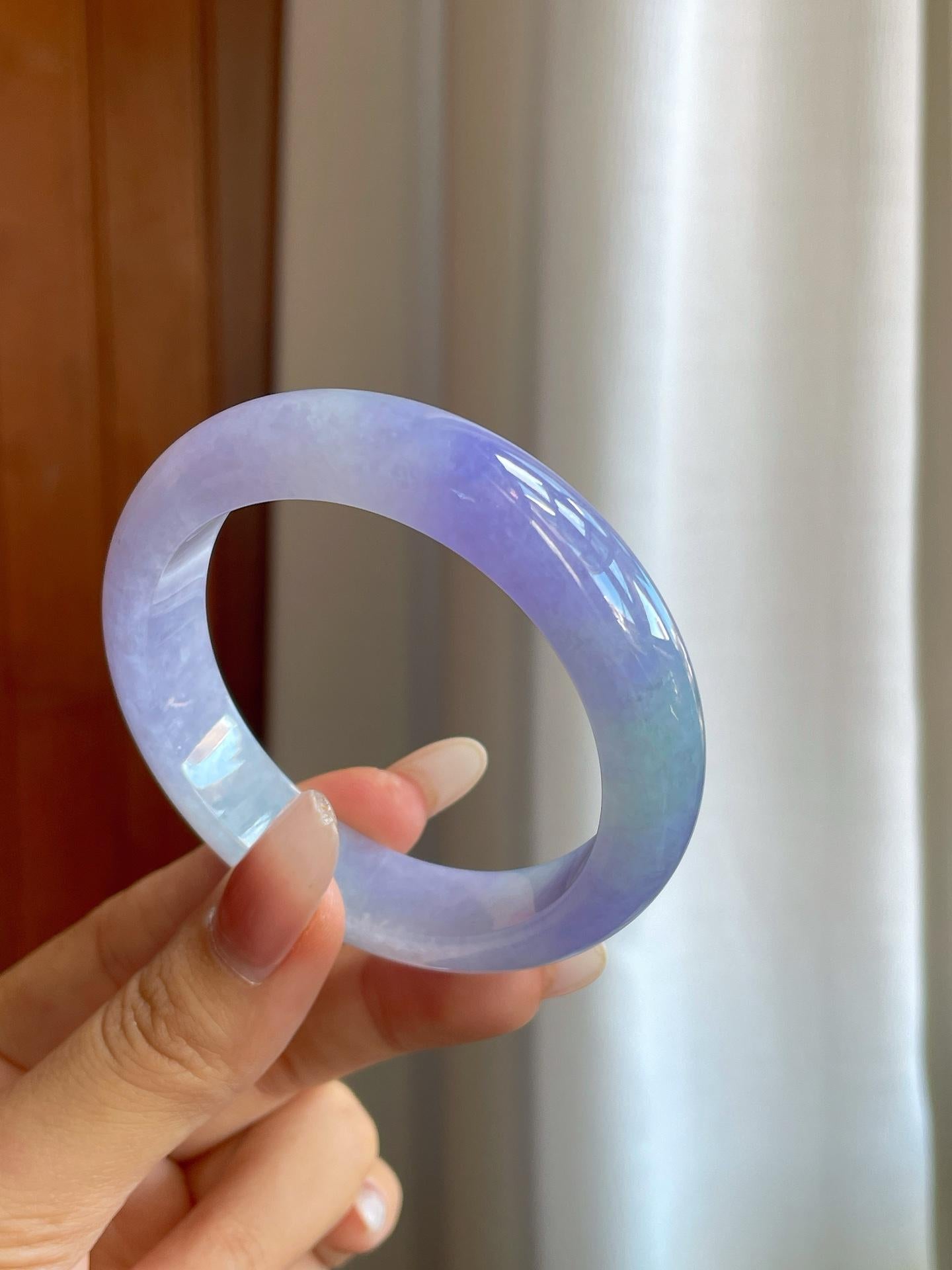 糯冰淡椿紫罗兰翡翠平安镯（55mm）（yc268249）