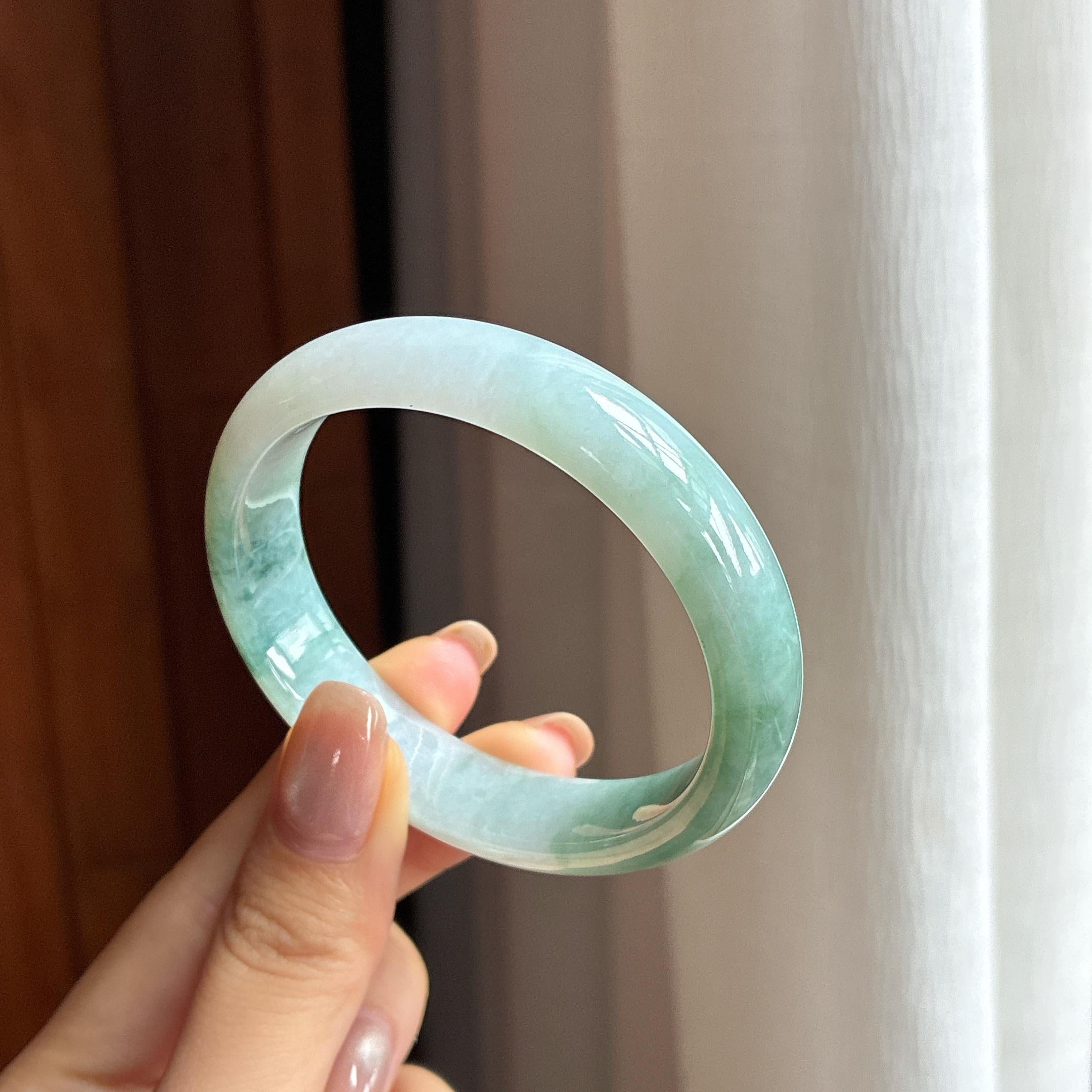 糯种飘花翡翠贵妃镯 55圈（yc435328）
