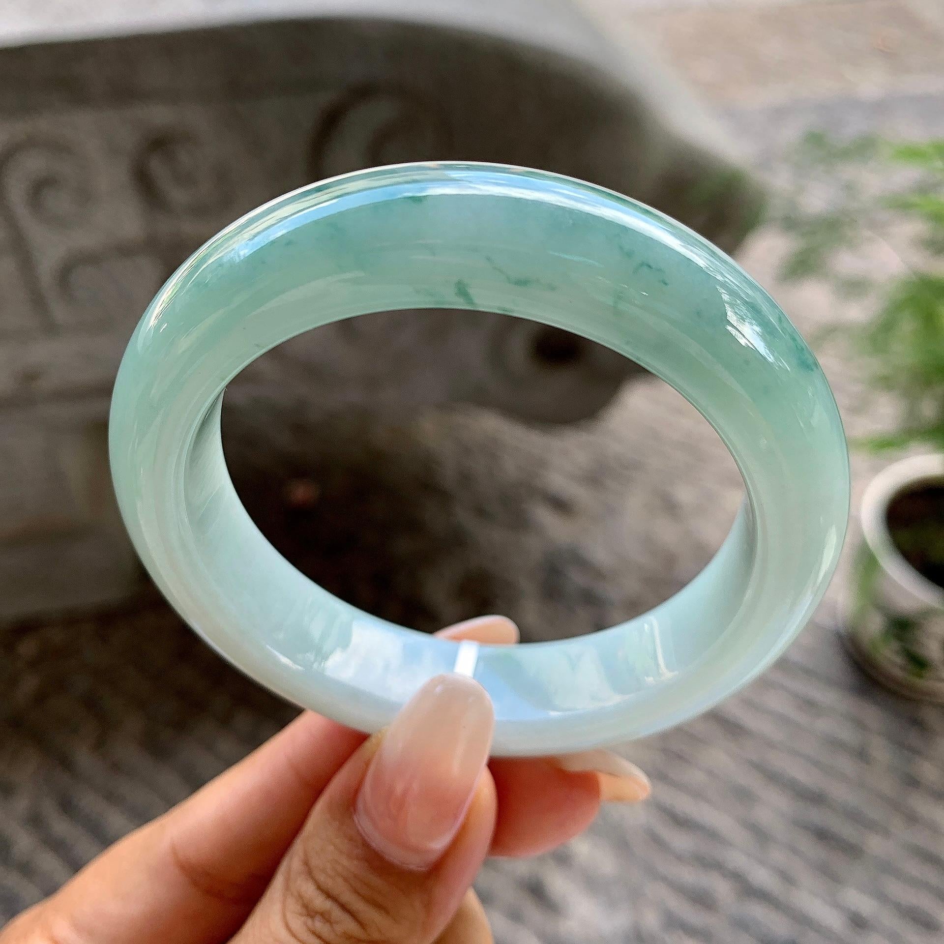 细糯种飘花平安镯（55mm）（yc202356）
