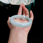 糯冰飘蓝花正圈翡翠手镯（57mm）（yc017164）