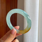 冰种黄翡翡翠圆条手镯（54.4mm)（yc380049）